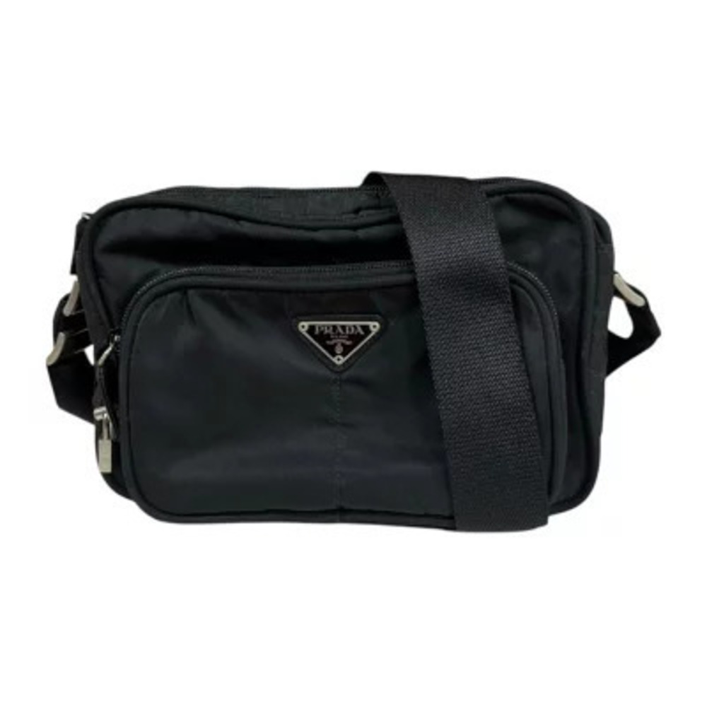 Prada Tessuto Saffiano Leather Shoulder Bag Black